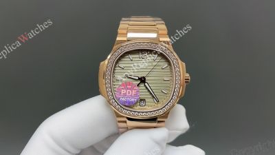 PDF Patek Philippe Nautilus Cal.324 Movement 35.2mm 316L Steel Diamond Bezel RG Band Watch